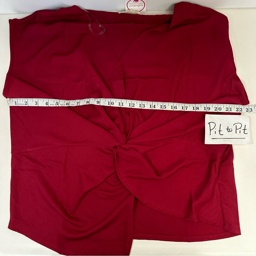 ENTRO Nadine West Red Ruby V-Neck Sleeveless Knotted Detail Asymmetrical… - Picture 8 of 10